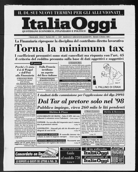 Italia oggi : quotidiano di economia finanza e politica